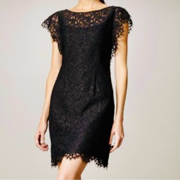 Phoebe Couture black Lace Dress SZ 4 Cap Sleeve. - Picture 2 of 11